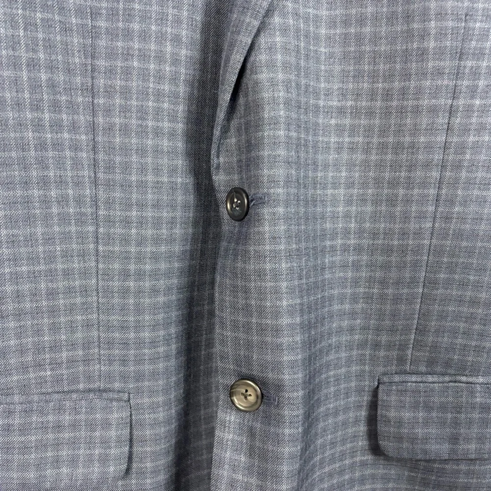 Jos. A. Bank Traveler Blue Plaid Wool Sport Coat Blazer Jacket Tailored Fit 43R